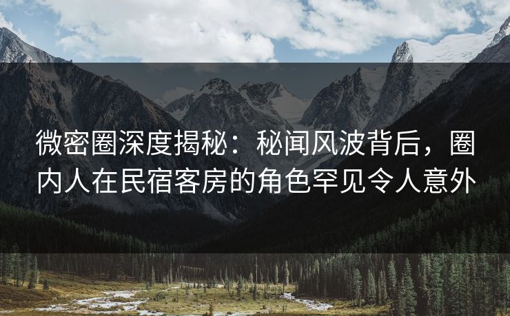 微密圈深度揭秘：秘闻风波背后，圈内人在民宿客房的角色罕见令人意外