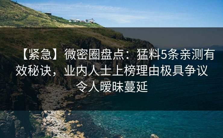 【紧急】微密圈盘点：猛料5条亲测有效秘诀，业内人士上榜理由极具争议令人暧昧蔓延